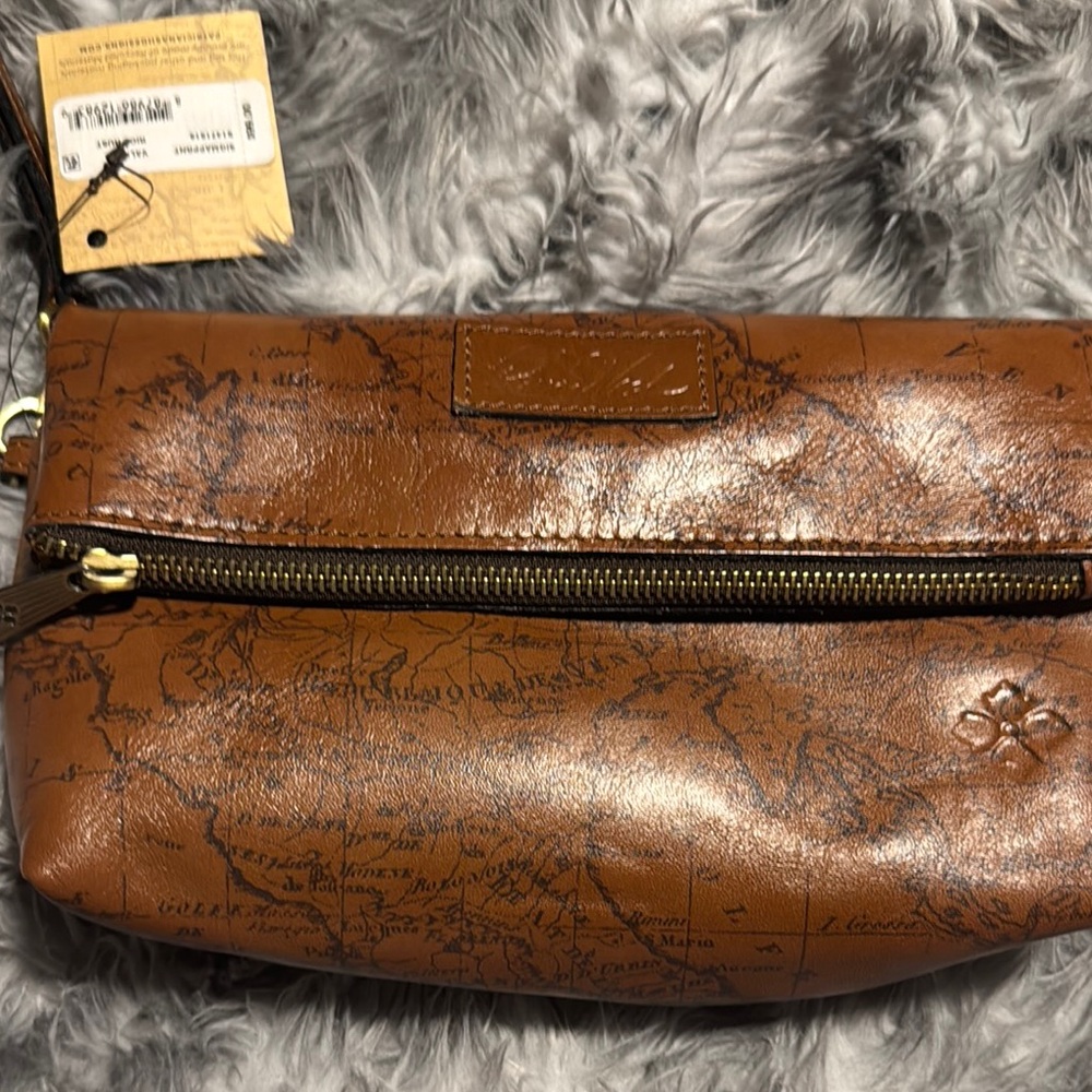 Patricia Nash Brown Map Print Clutch